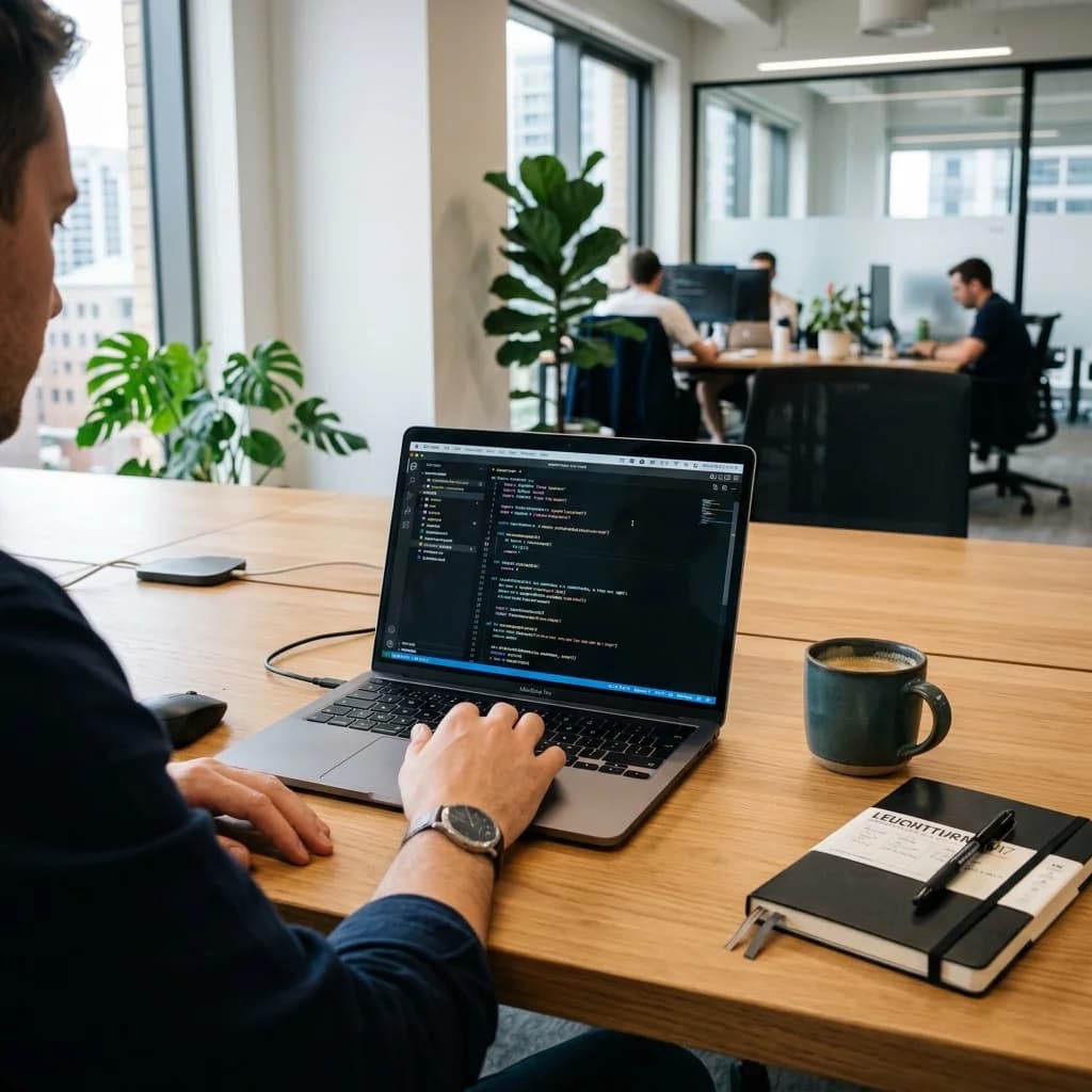 Aetheron Studio Developer Workspace Background